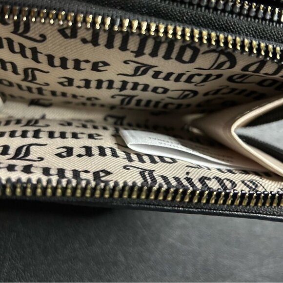 Juicy Couture Black Heart Double Zip Around Wallet - Picture 3 of 10